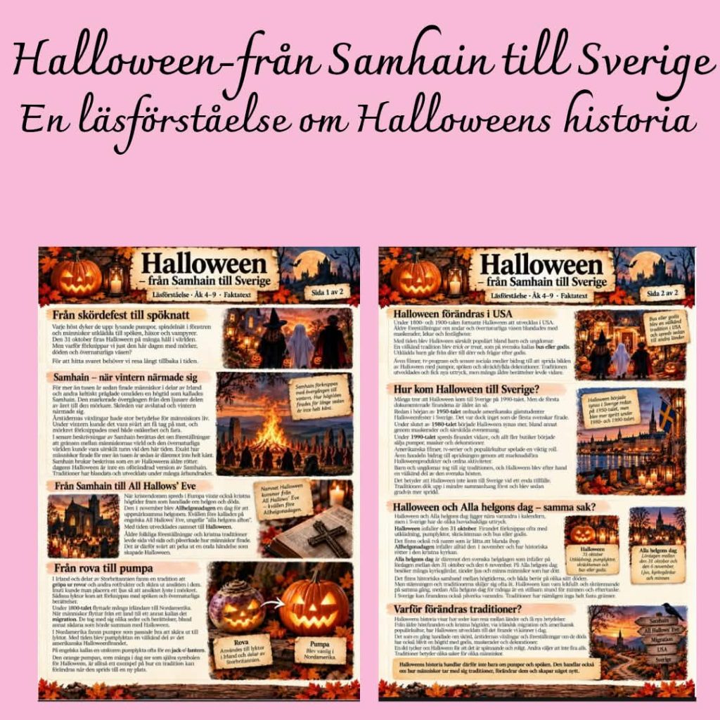 🎃 Halloween – från Samhain till Sverige | Läsförståelse om halloweens historia