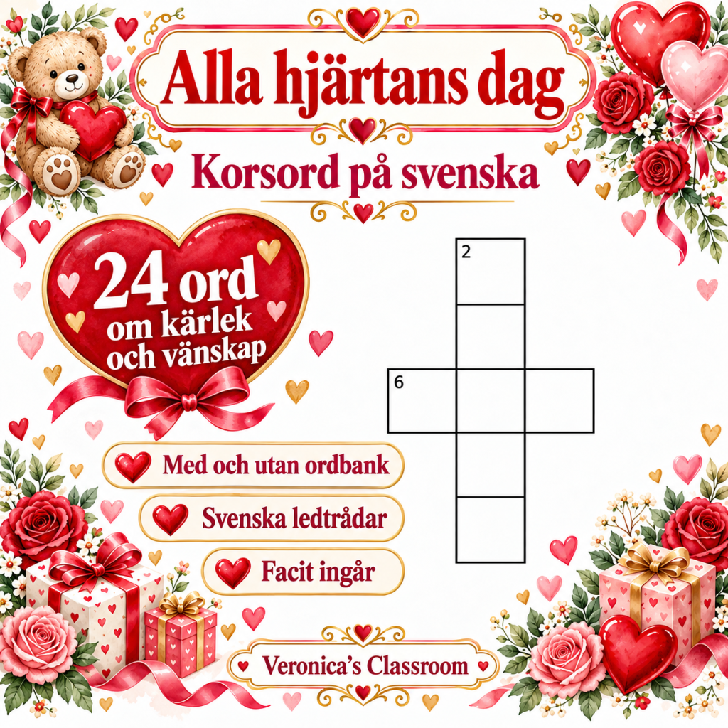 Alla Hjärtans Dag – Korsord