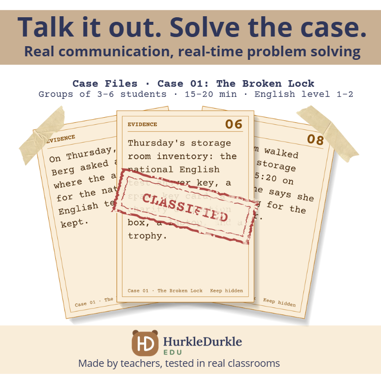 Case Files 01: The Broken Lock – Mysteriespel för muntlig engelska (nivå 1–2)