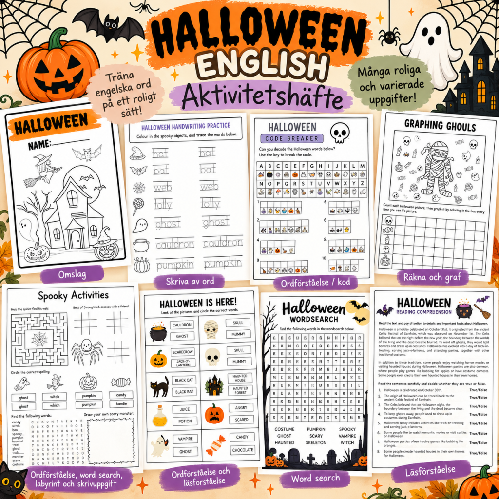 Halloween Aktivitetshäfte engelska