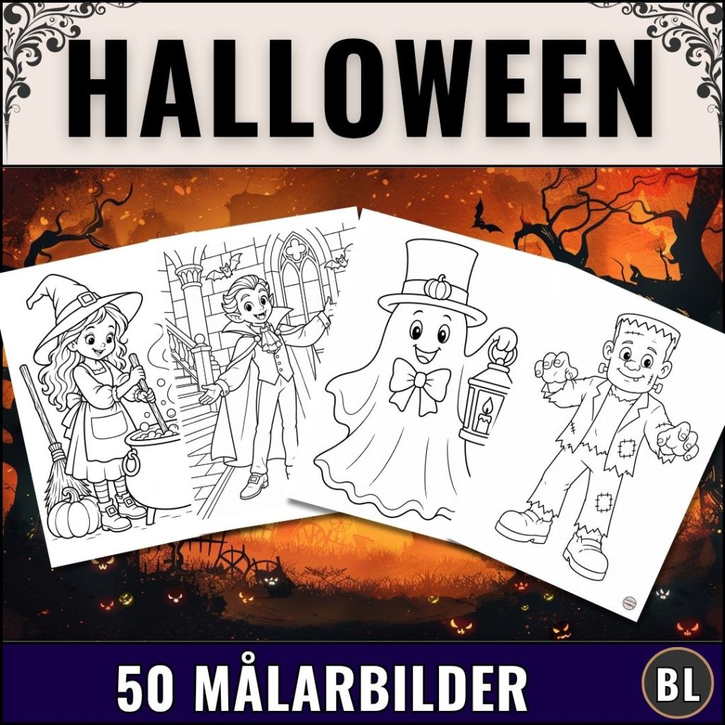Halloween – Målarbilder (50 stycken)