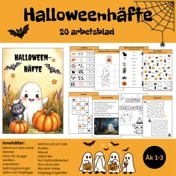 Halloweenhäfte åk 1-3 | Matematik, svenska, färgläggning och kluriga uppgifter