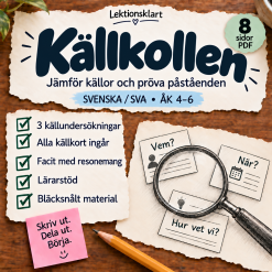 Källkollen – källkritik med källkort | Svenska/SVA åk 4–6