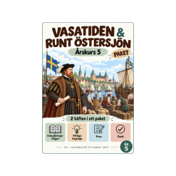 Vasatiden & Runt Östersjön åk 5 – komplett paket med instuderingsfrågor, bildstöd, begrepp, prov & facit