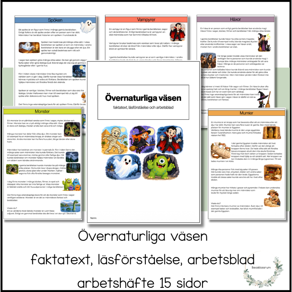 Övernaturliga väsen Halloween – arbetshäfte