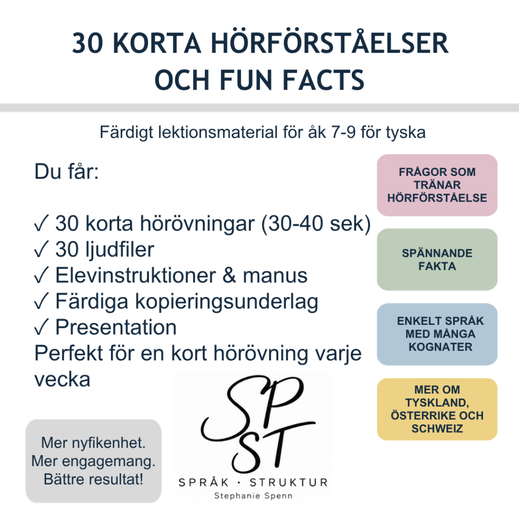 30 korta hörförståelser på tyska