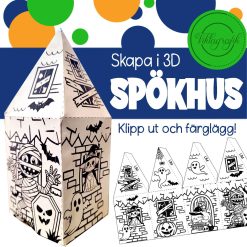 Spökhus i 3D – Klipp ut och färglägg!