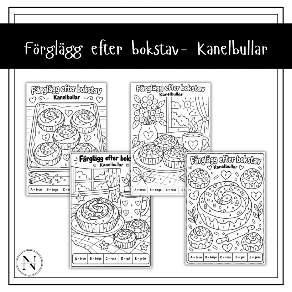 Färglägg efter bokstav – kanelbullar