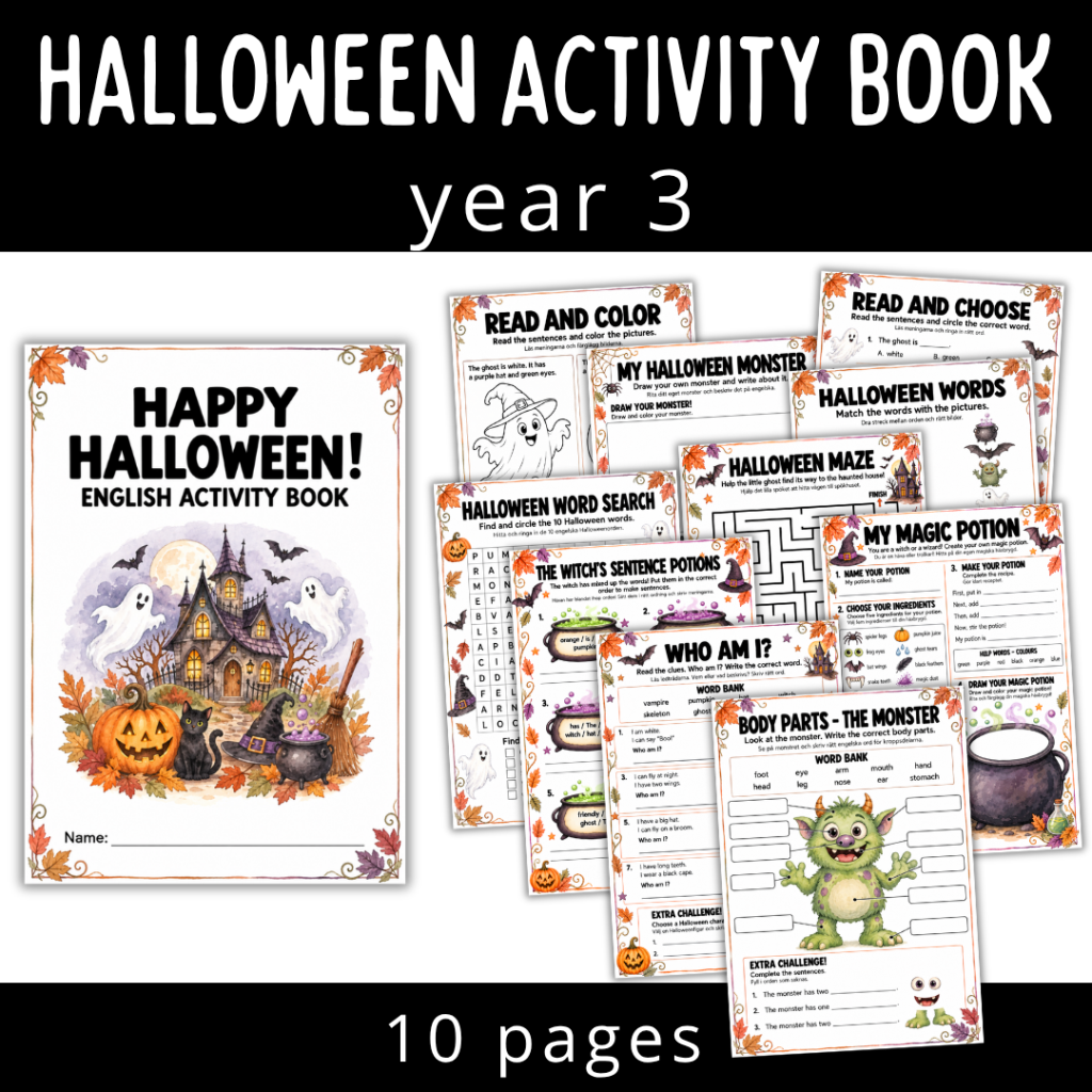 Halloween activity book for year 3