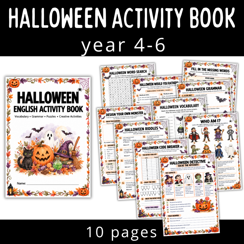Halloween activity book for year 4-6