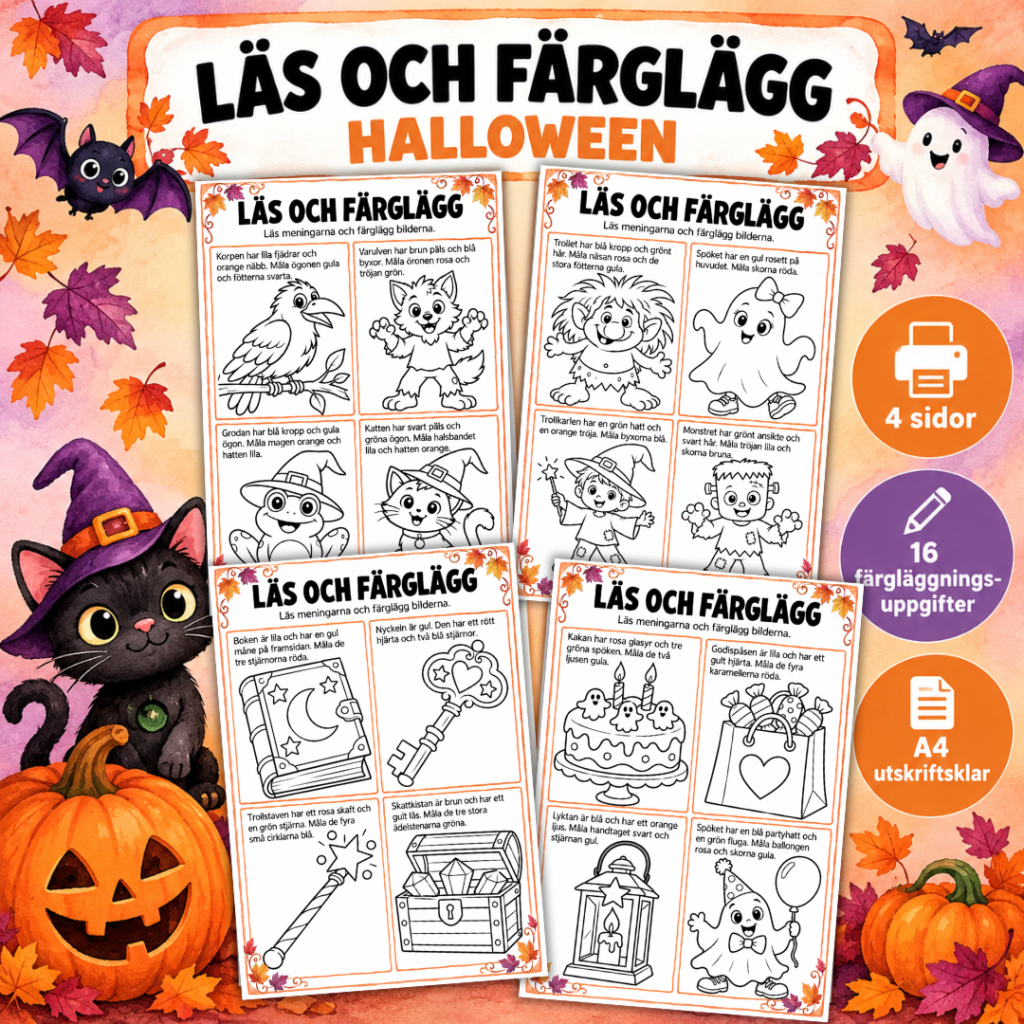 Halloween läs och färglägg