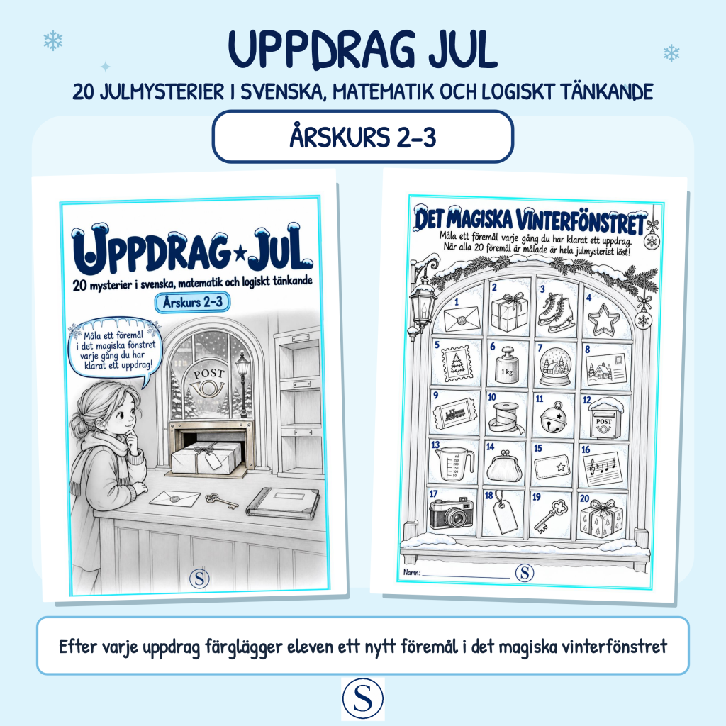 Uppdrag Jul – 20 mysterier i svenska, matematik och logiskt tänkande | Åk 2–3