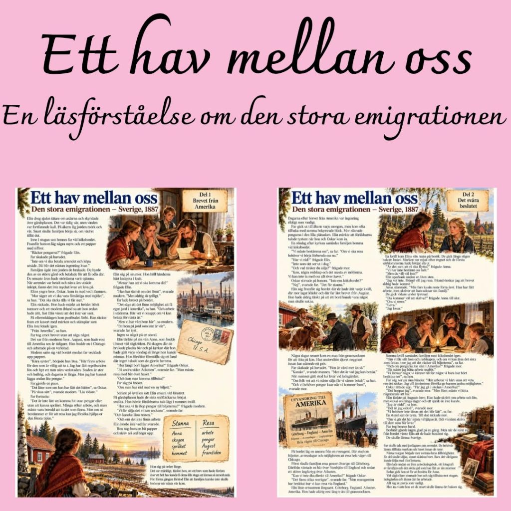Ett hav mellan oss – Den stora emigrationen 1887 | Läsförståelse med frågor och facit