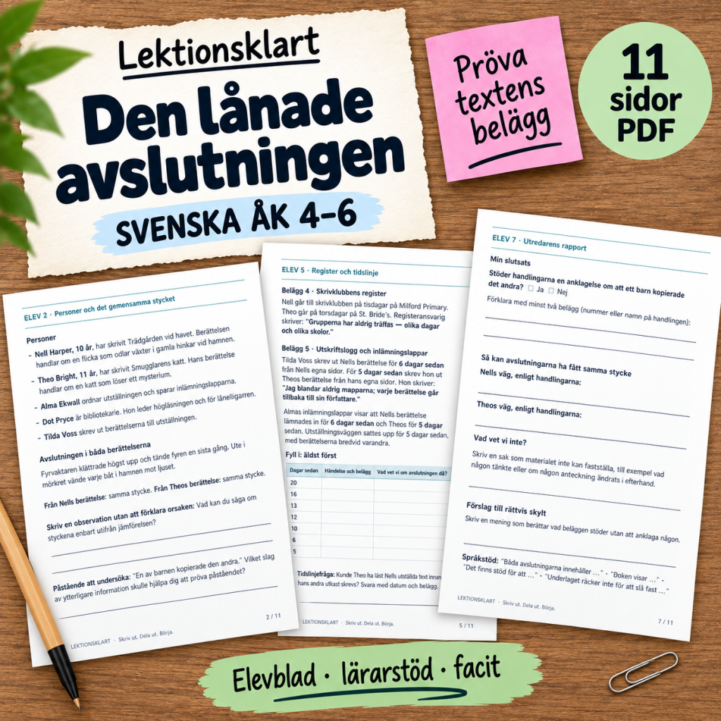 Den lånade avslutningen – klassrumsmysterium om belägg i svenska/SVA åk 4–6