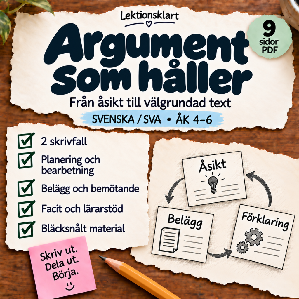 Argument som håller – skriv med belägg | Svenska/SVA åk 4–6