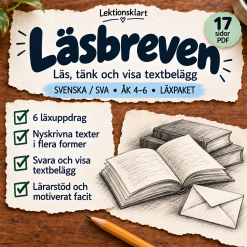 Läsbreven – läs, tänk och visa textbelägg | Läxa åk 4–6