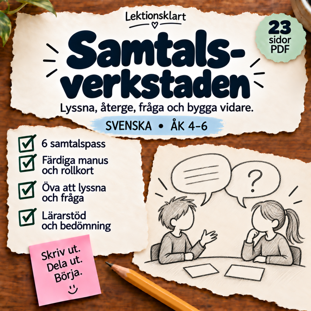 Samtalsverkstaden – lyssna, återge, fråga och bygga vidare | Svenska åk 4–6
