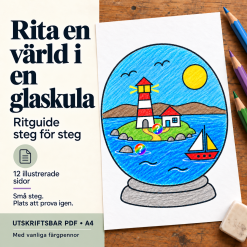 Rita en värld i en glaskula | Ritguide steg för steg i bild