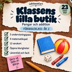 Klassens lilla butik – pengar, addition och spel | Förskoleklass–åk 2