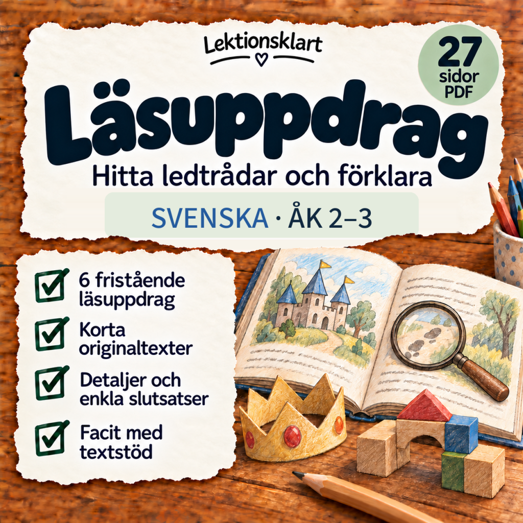 Läsuppdrag – sex fristående läsuppdrag med textstöd | Svenska åk 2–3