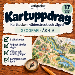 Kartuppdrag – karttecken, väderstreck och vägval | Geografi åk 4–6