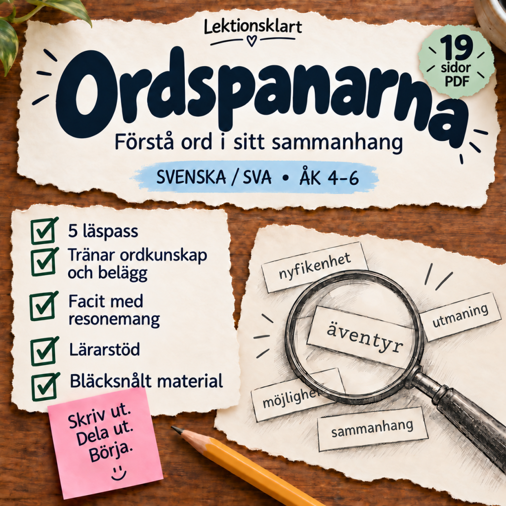 Ordspanarna – förstå ord i sitt sammanhang | Svenska/SVA åk 4–6