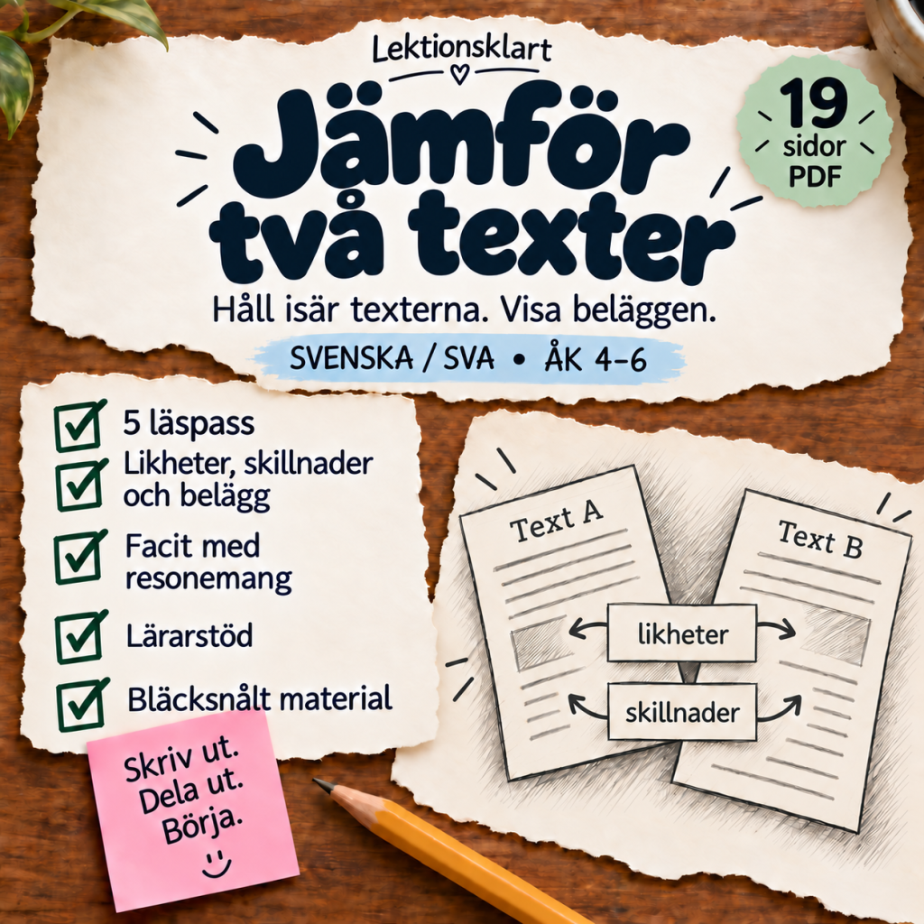 Jämför två texter – likheter, skillnader och belägg | Åk 4–6