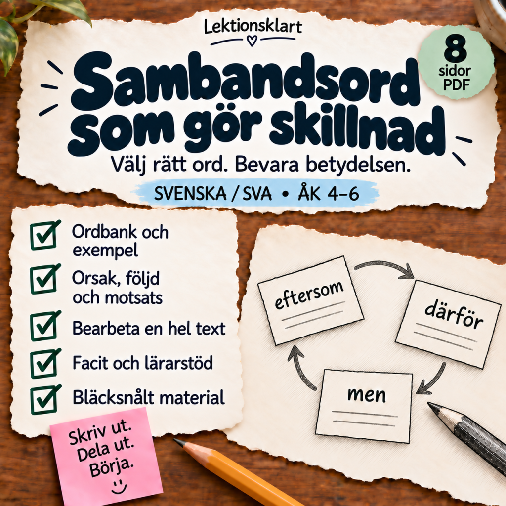 Sambandsord som gör skillnad | Svenska/SVA åk 4–6