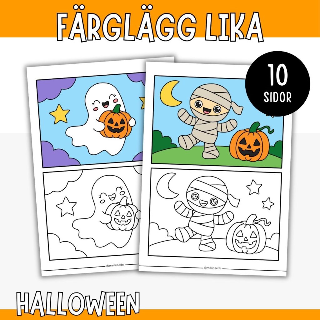 Halloween målarbilder – Färglägg efter förlaga med 10 motiv