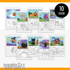 Halloween målarbilder – Färglägg efter förlaga med 10 motiv