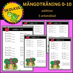 Mängdträning addition 0-10, 5 arbetsblad