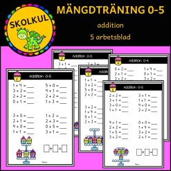 Mängdträning addition 0-5, 5 arbetsblad