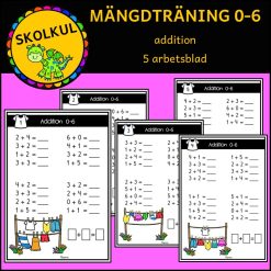 Mängdträning addition 0-6, 5 arbetsblad