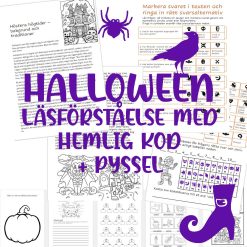 Halloweens historia och traditioner: Läsförståelse med kodord + varierande arbetsblad 15 sidor