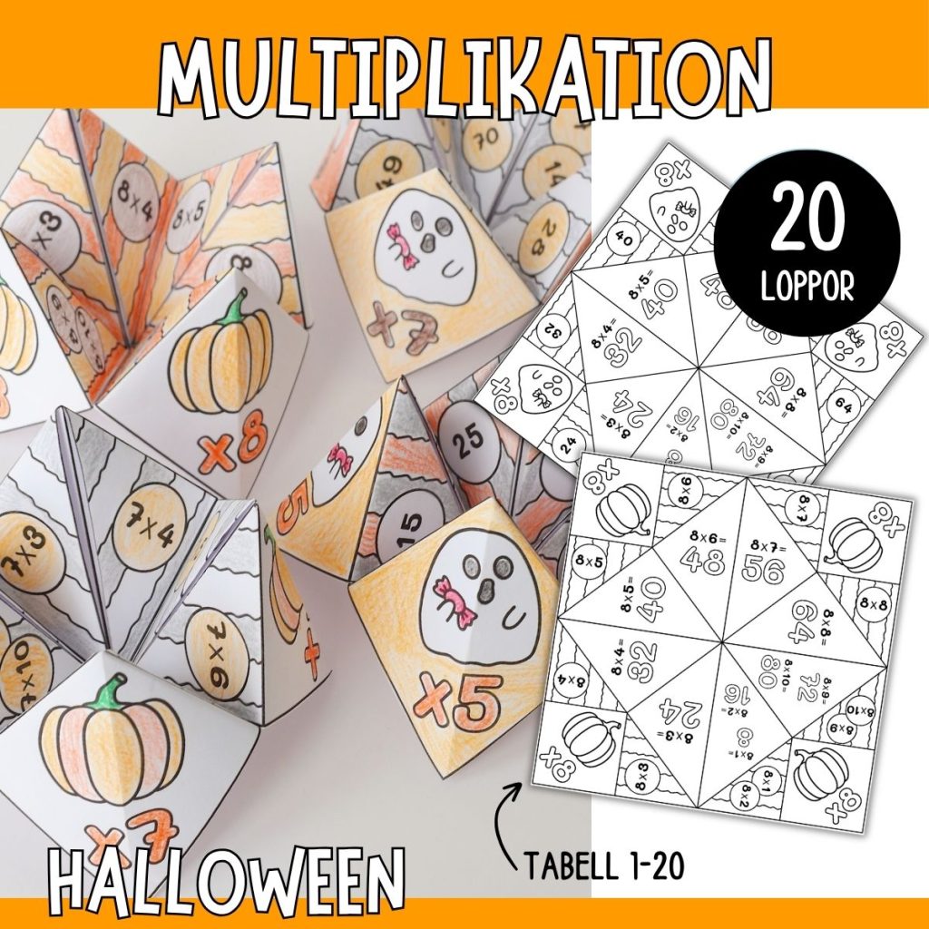 Multiplikationsloppor Halloween – Träna gångertabellerna 1–10