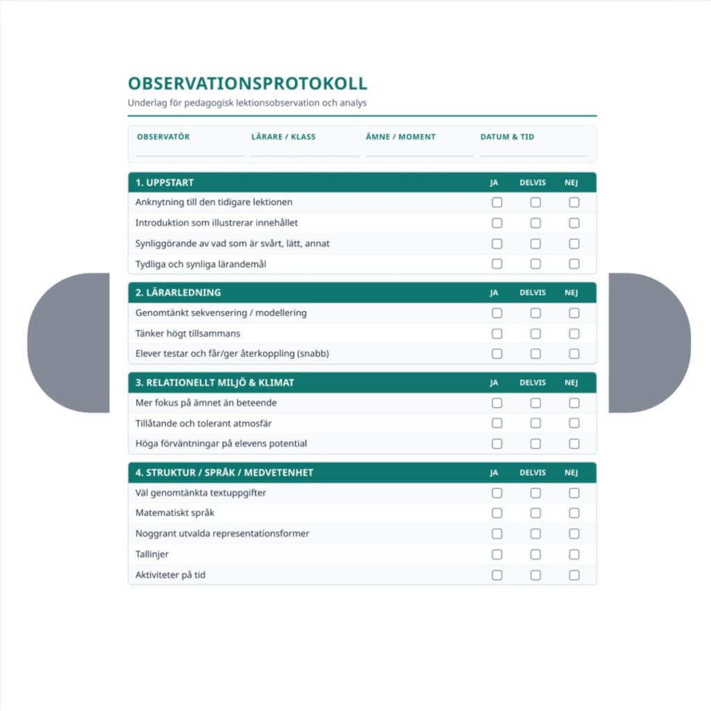 Observationsprotokoll matematik