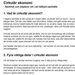 Cirkulär ekonomi – Återbruk och slöjdens roll i ett hållbart samhälle (Teori)