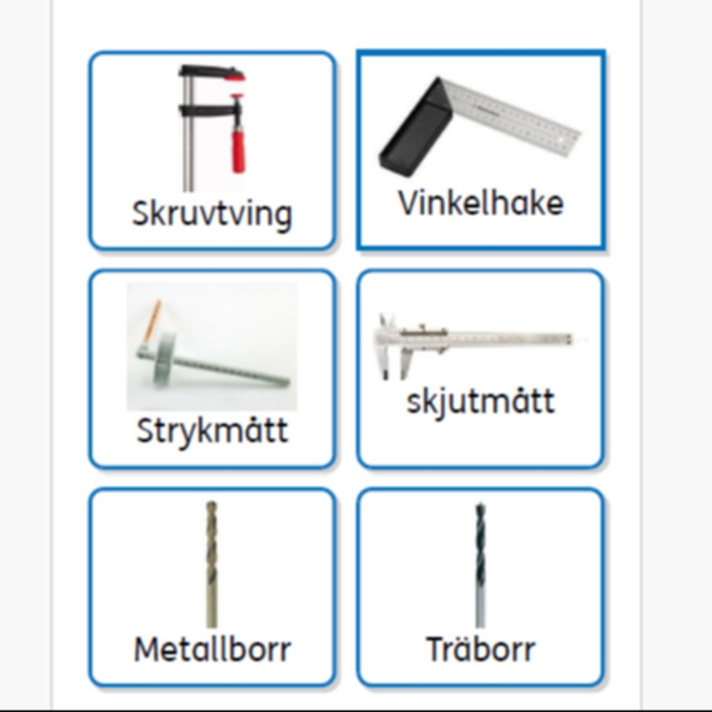 Trä och metallslöjd begreppskort