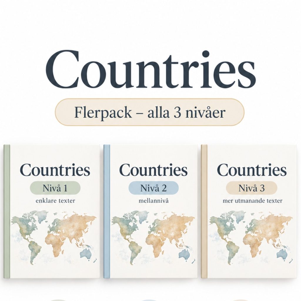 24 Countries – Reading Comprehension • 3 nivåer • 72 texter • ljudfiler ingår • Uppdaterad ht 26