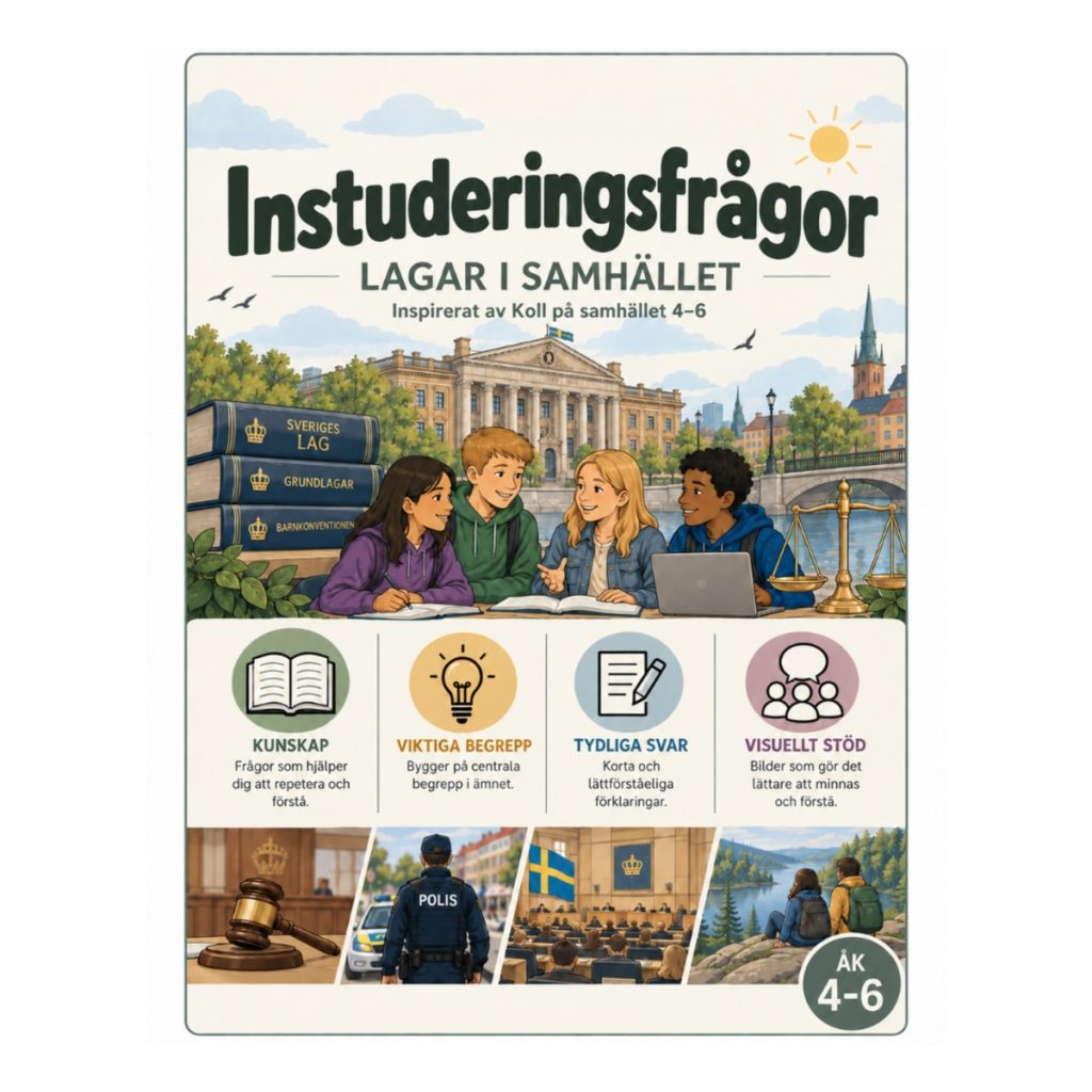 Lagar i samhället åk 4–6 – instuderingsfrågor, bildstöd, prov och facit – Koll på samhället 4-6