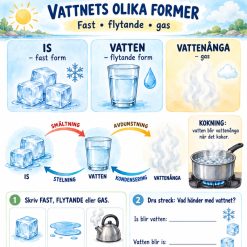 Vattnets former: Fast, flytande och gasform