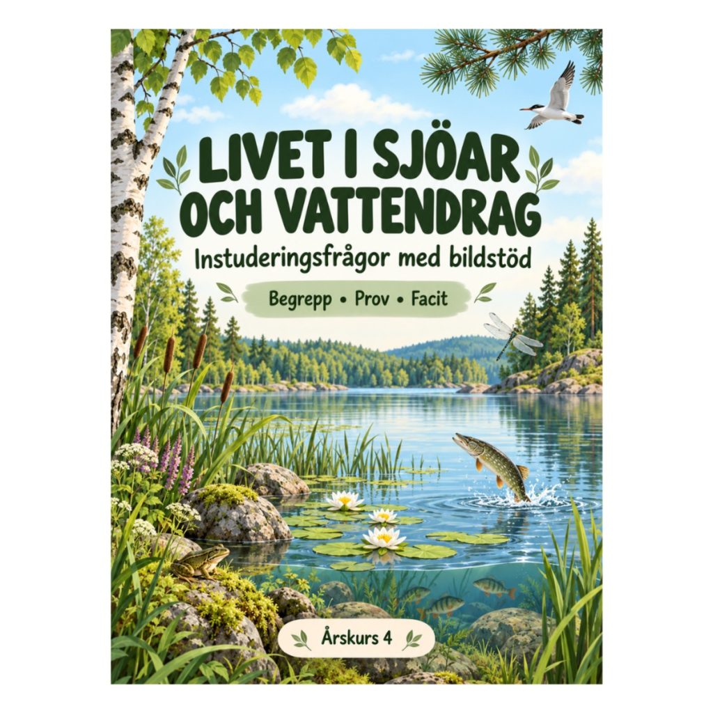 Livet i sjöar och vattendrag åk 4 – instuderingsfrågor, bildstöd, begrepp, prov & facit