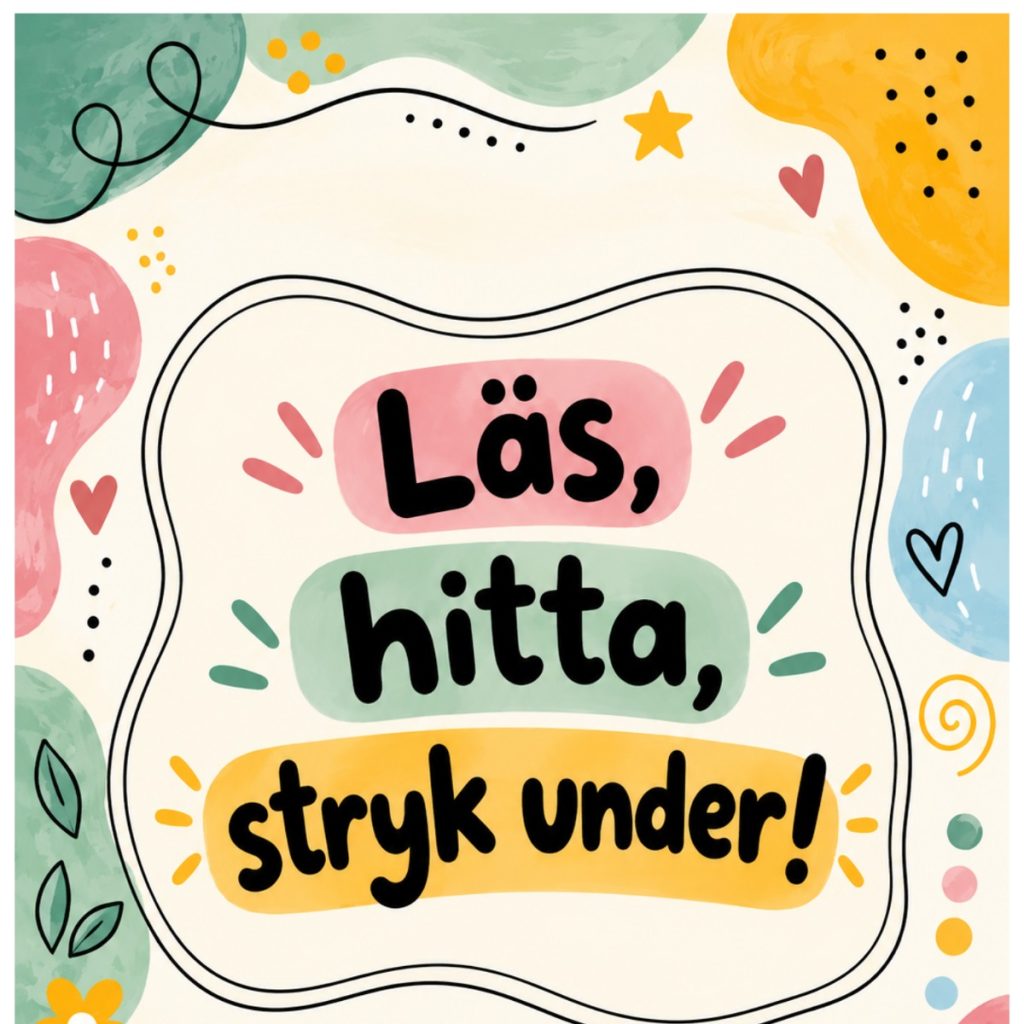 Läs, hitta, stryk under! 7 sidor