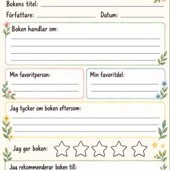 Säljer ett bokrecension arbetsblad!