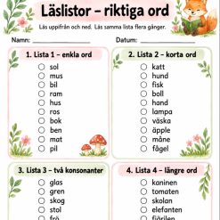 Läslistor med nonsens ord och riktiga ord!