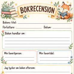 Säljer ett bokrecension arbetsblad!