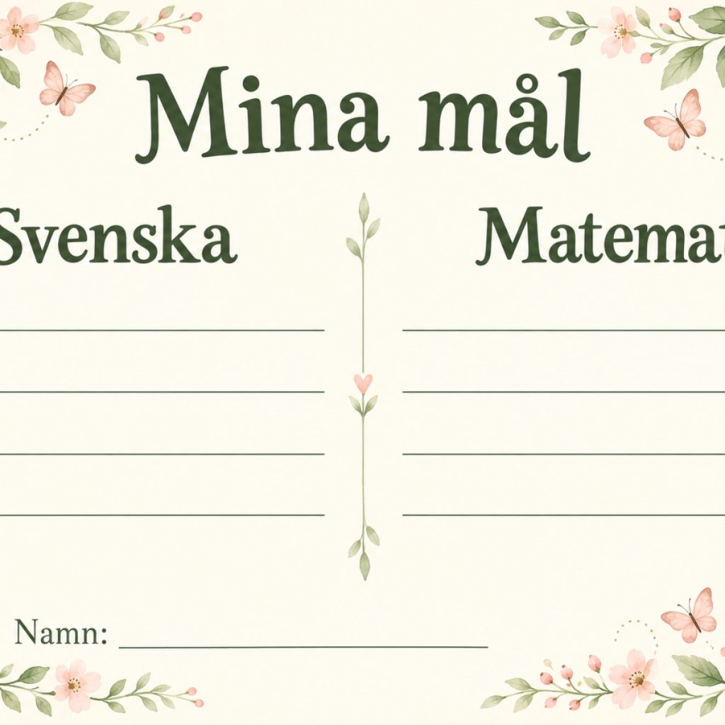 Mina mål i svenska och matematik samt socialt mål!