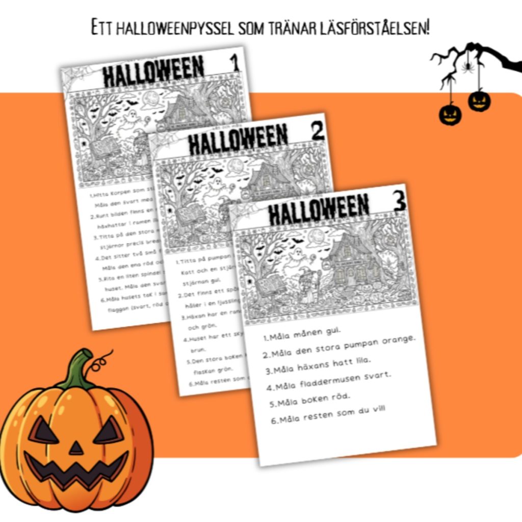 Ett halloweenpyssel som tränar läsförståelsen! 🎃👇