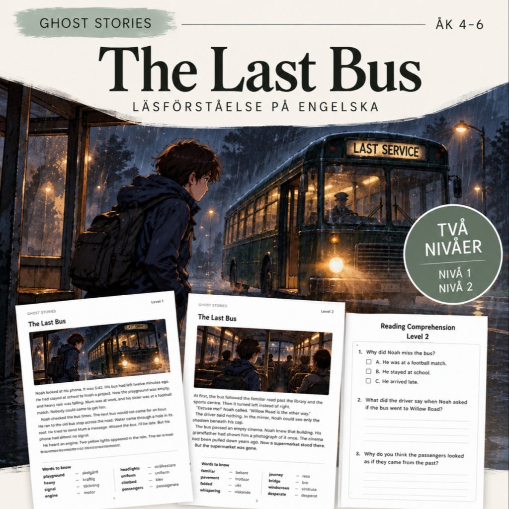 Ghost Stories – The Last Bus | Läsförståelse engelska åk 4–6, Nivå 1 & 2