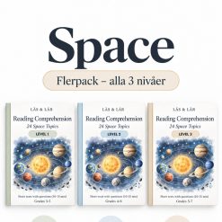 Space – 24 texter om rymden i 3 nivåer, Engelska åk 3–6 med ljudfiler